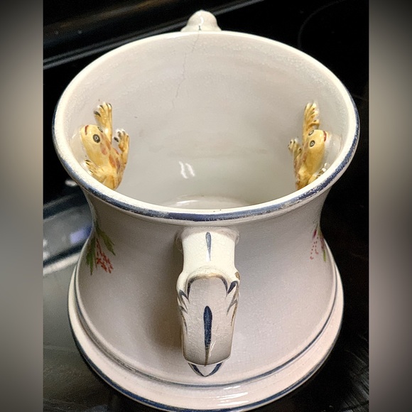 Vintage c. 1790 English Antique Pearlware Three Frog Mug Loving Cup - Picture 12 of 16
